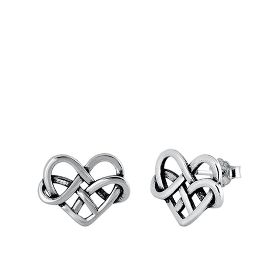 Sterling Silver Celtic Promise Heart Infinity Knot Weave Braid Earrings 925 New