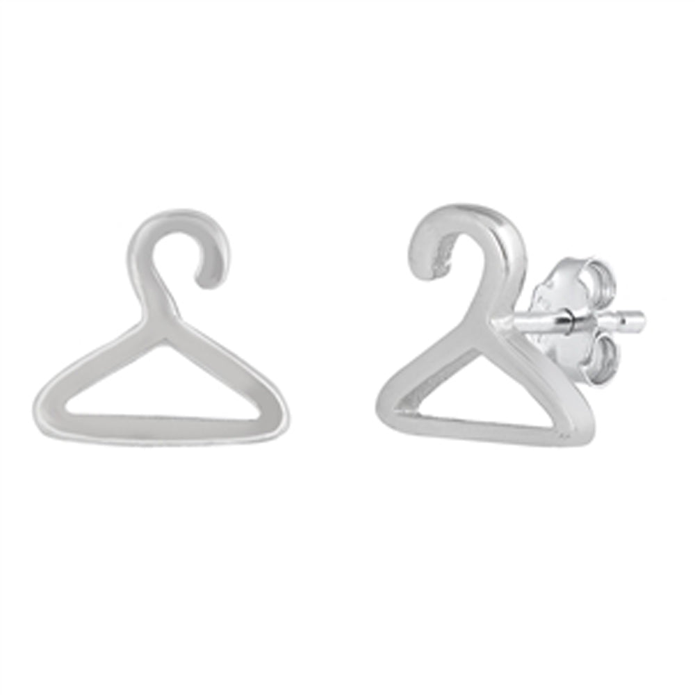 Sterling Silver Hanger Outline Fashion Simple Minimalist High Polished Earrings