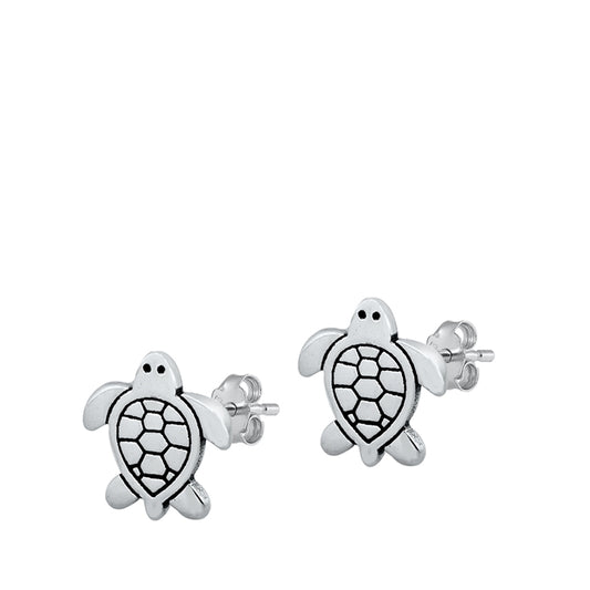 Sterling Silver Cute Turtle Animal Ocean Beach Earrings 925 New