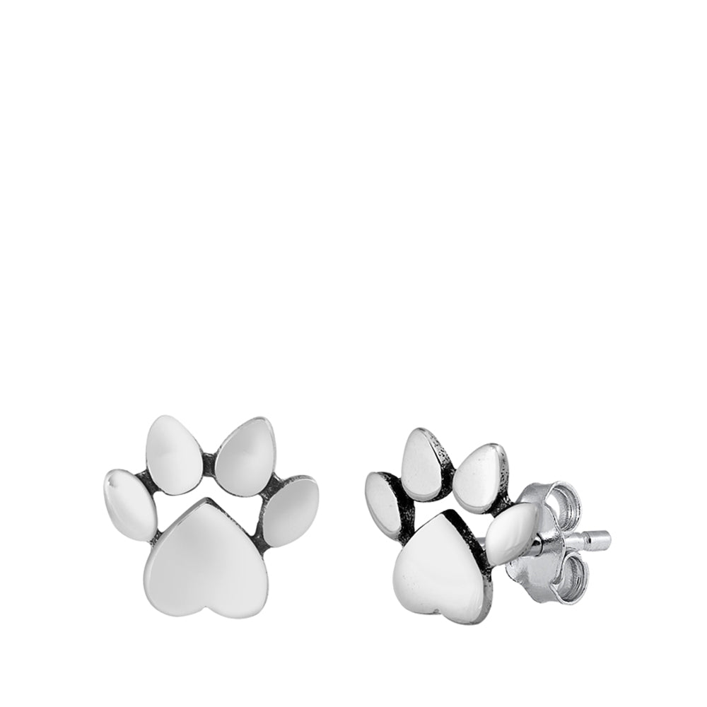 Sterling Silver Paw Print Pet Animal Dog Cat Earrings 925 New