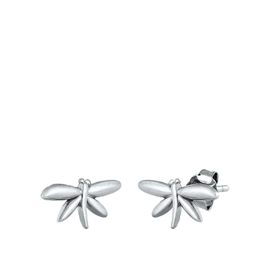 Beautiful Silver Dragonfly Stud Earrings Oxidized Fantasy Animal 925 New