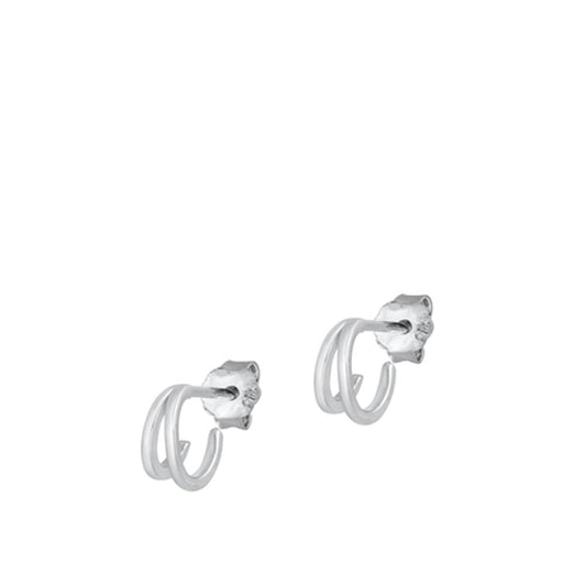 Women's Sterling Silver Dangle Double Hoop Earrings Polished Pushback 925 New