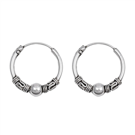 Sterling Silver Bali Style Hoop Boho Statement Weave Wrap Earrings 925 New