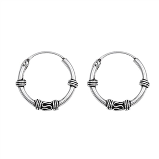 Sterling Silver Bali Style Hoop Boho Statement Wrap Earrings 925 New