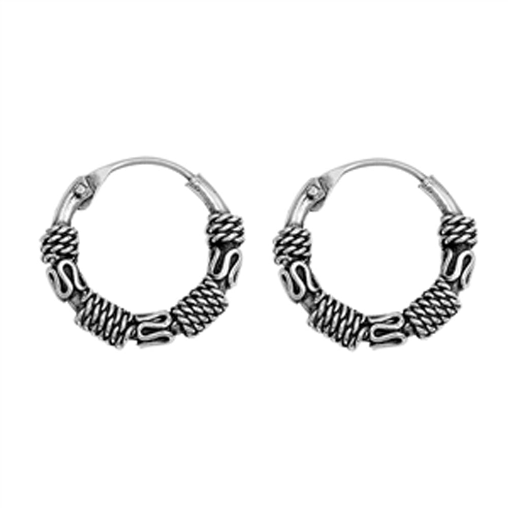 Sterling Silver Bali Statement Hoop Rope Wrap Weave Unique Earrings 925 New
