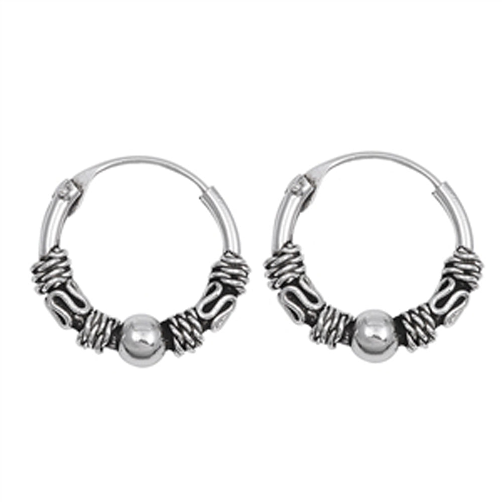 Sterling Silver Statement Hoop Weave Wrap Rope Knot Ornate Boho Earrings 925 New