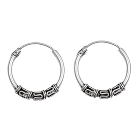 Sterling Silver Weave Wrap Statement Hoop Bali Style Boho Earrings 925 New