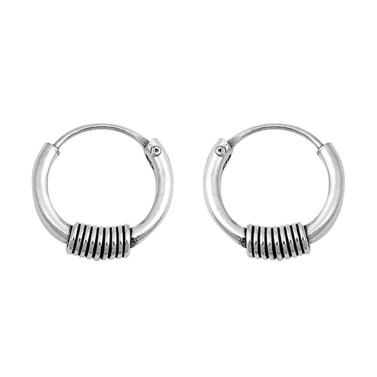 Sterling Silver Coil Wrap Hoop Modern Bali Style Earrings 925 New