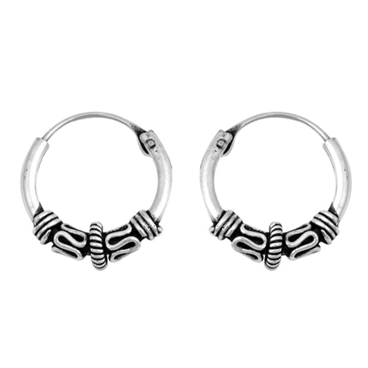 Sterling Silver Weave Hoop Statement Boho Bali Style Earrings 925 New