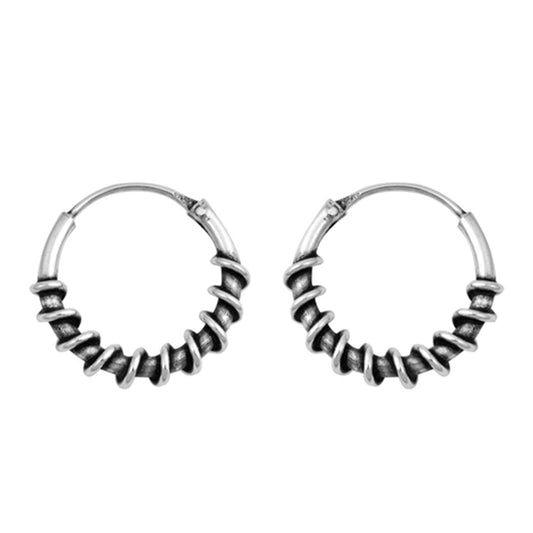 Sterling Silver Coil Wrap Hoop Statement Fashion Earrings 925 New