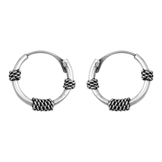 Sterling Silver Rope Twist Hoop Knot Weave Boho Bali Style Earrings 925 New