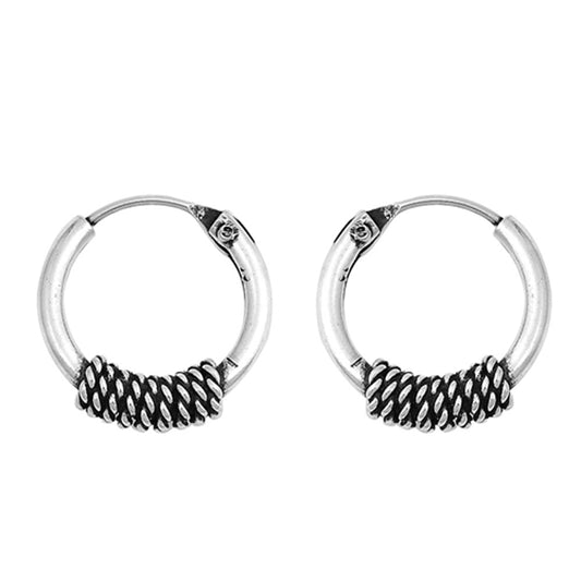 Sterling Silver Statement Hoop Rope Knot Wrap Weave High Polish Earrings 925 New