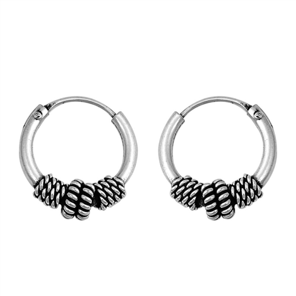 Sterling Silver Rope Knot Hoop Weave Wrap Earrings 925 New