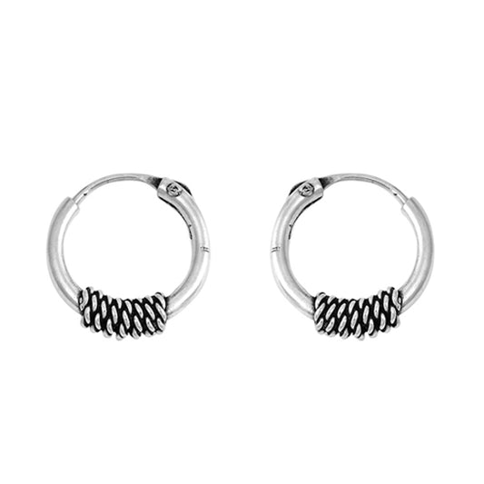 Sterling Silver High Polish Hoop Rope Wrap Statement Knot Earrings 925 New
