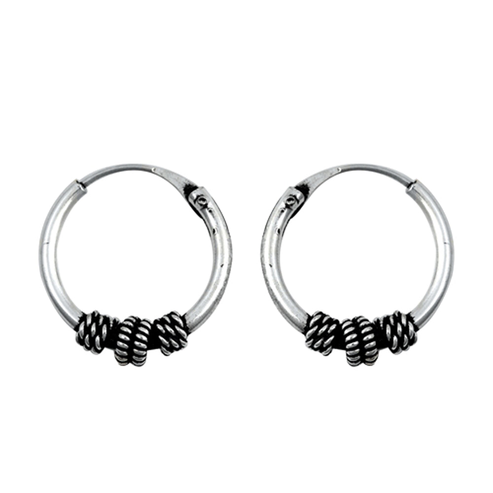 Sterling Silver Statement Hoop Rope Knot Wrap Weave Earrings 925 New
