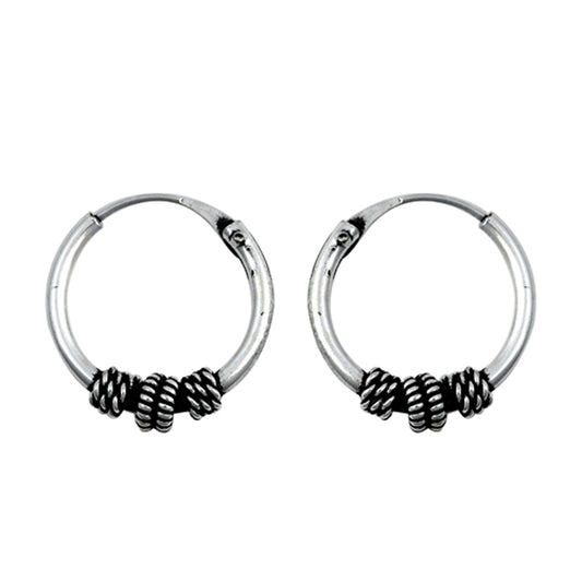 Sterling Silver Statement Hoop Rope Knot Wrap Weave Earrings 925 New