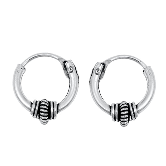 Sterling Silver Bali Hoop Rope Weave Boho Earrings 925 New