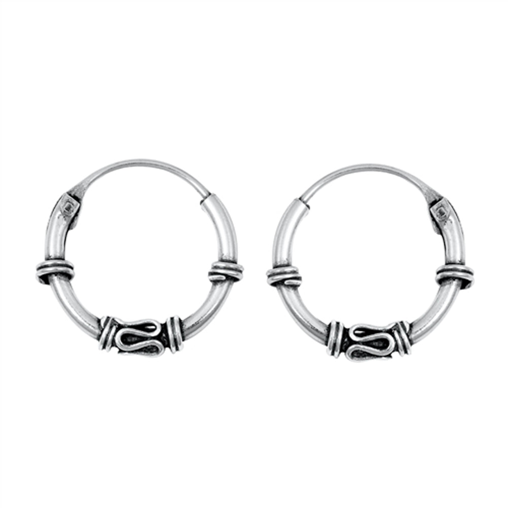 Sterling Silver Boho Hoop Bali Style Wrap Weave Earrings 925 New