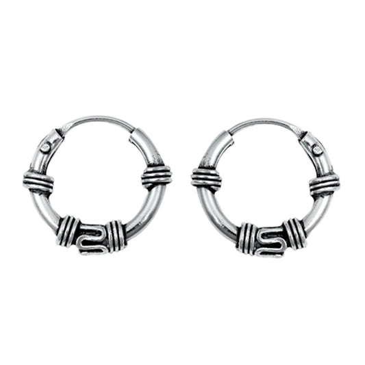 Sterling Silver Bali Style Hoop Boho Rope Twist Weave Earrings 925 New