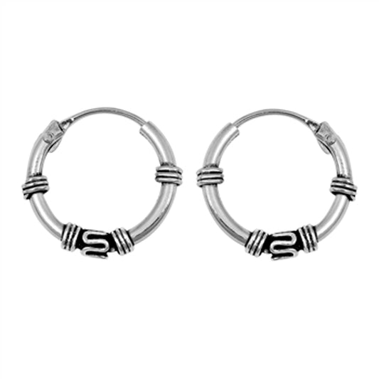 Sterling Silver Boho Style Hoop Bali Wave Wrap Earrings 925 New