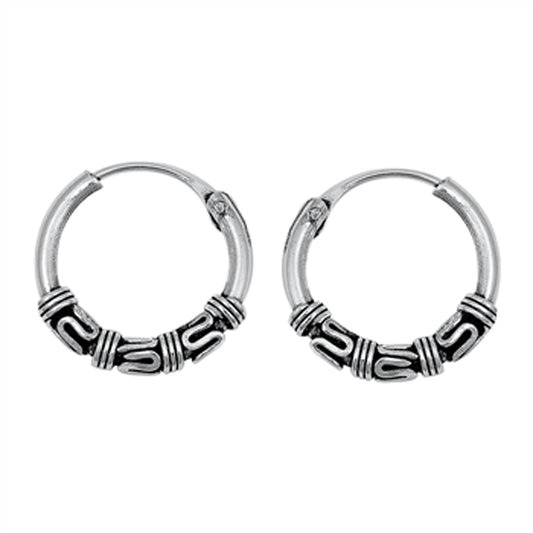 Sterling Silver Statement Hoop Bali Style Boho Weave Wrap Earrings 925 New