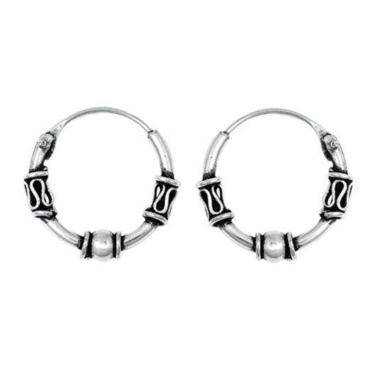 Sterling Silver Bali Style Hoop Weave Wrap Boho Earrings 925 New
