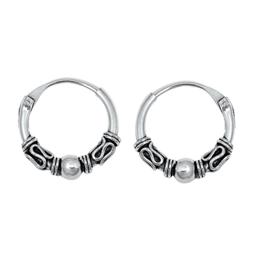 Sterling Silver Boho Style Hoop Bali Statement Weave Earrings 925 New