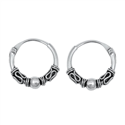 Sterling Silver Boho Style Hoop Bali Statement Weave Earrings 925 New