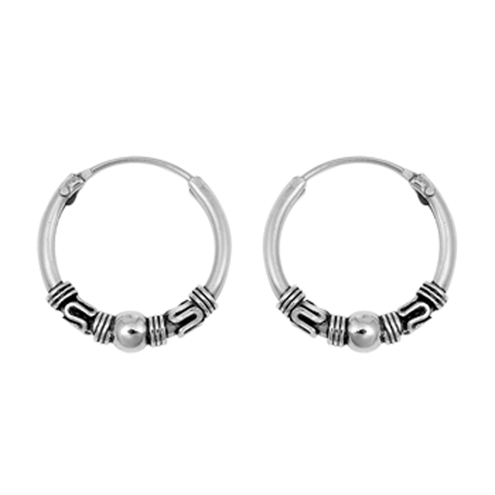 Sterling Silver Bali Style Hoop Statement Weave Wrap Earrings 925 New