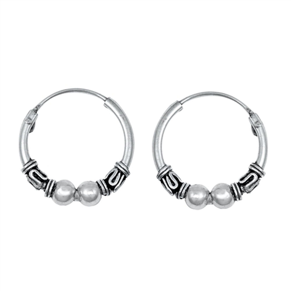 Sterling Silver Bali Style Hoop Classic Unique Earrings 925 New