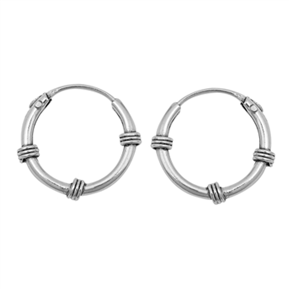 Sterling Silver Classic Hoop Statement Rope Wrap Earrings 925 New