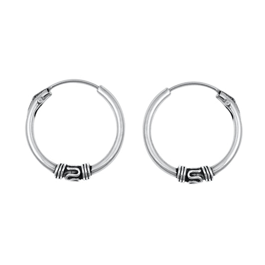 Sterling Silver Bali Style Hoop Boho Wavy Wrap Earrings 925 New