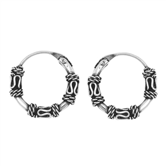 Sterling Silver Boho Hoop Wavy Wrap Rope Twist Knot Bali Style Earrings 925 New