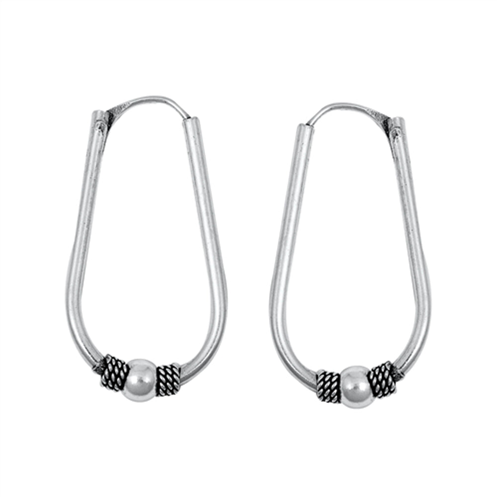 Sterling Silver Elongated Hoop Rope Knot Wrap Earrings 925 New