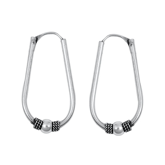 Sterling Silver Elongated Hoop Rope Knot Wrap Earrings 925 New