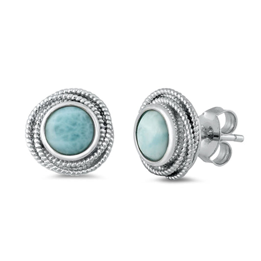 Sterling Silver Boho Rope Knot Wrap Vintage Style Earrings Larimar 925 New