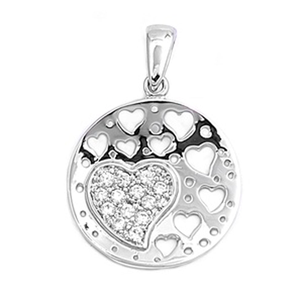 Pendant Open Promise Heart Clear Simulated CZ .925 Sterling Silver Love Charm
