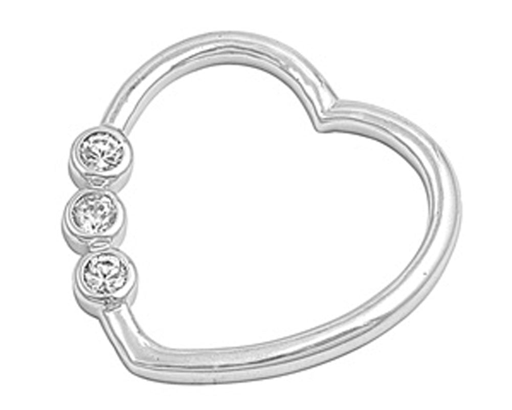 Classic Promise Heart Pendant Clear Simulated CZ .925 Sterling Silver Charm