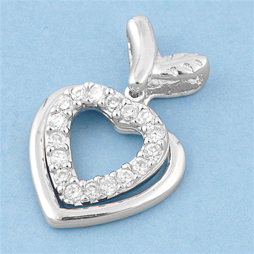 Heart Pendant Clear CZ .925 Sterling Silver Family Love Promise Charm