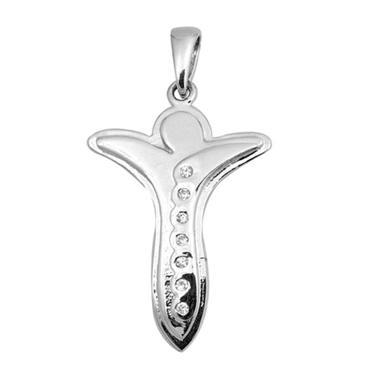 Abstract High Polish Passion Cross Pendant .925 Sterling Silver Nail Charm