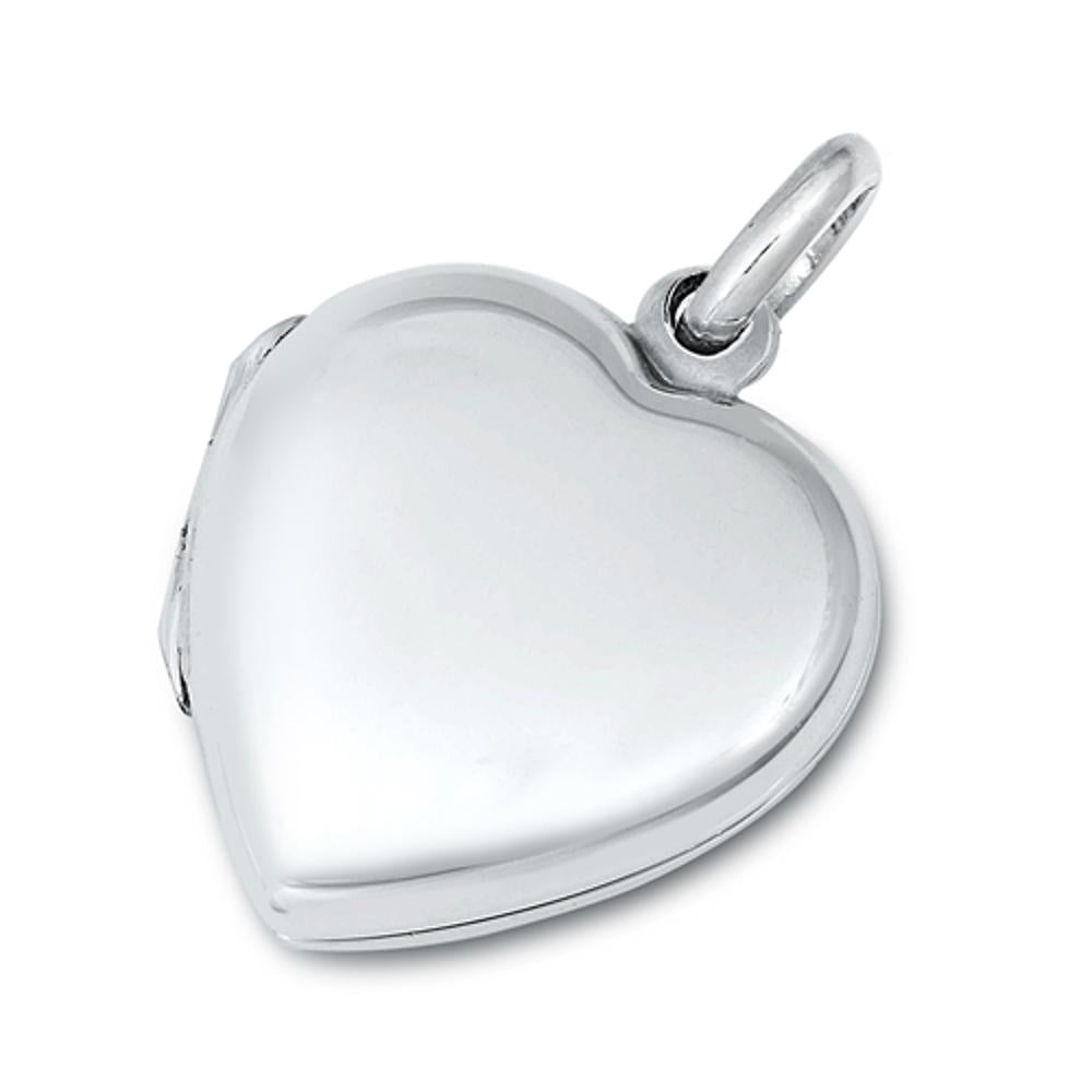 Sterling Silver High Polish Locket Pendant Engravable Heart Love Classic Charm