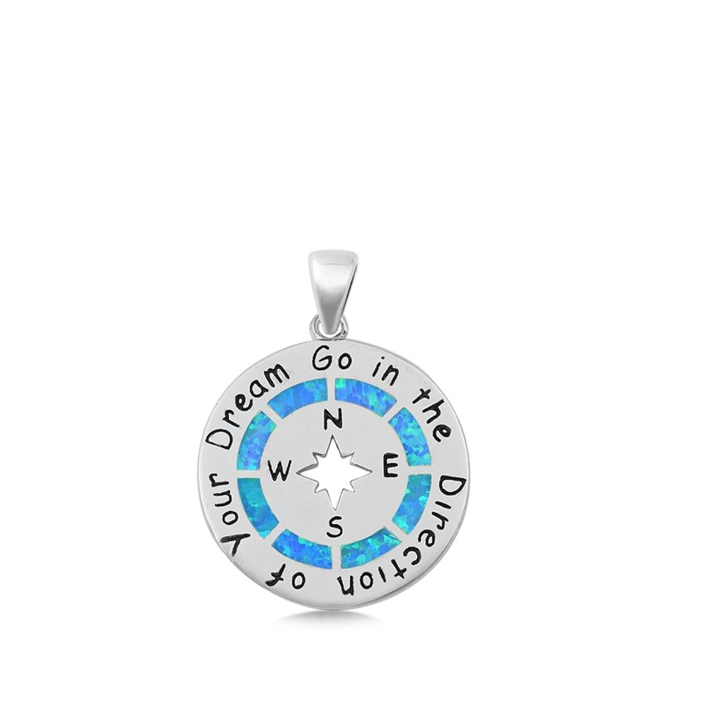 Sterling Silver Go In The Direction of Your Dream Pendant Compass Charm 925 New