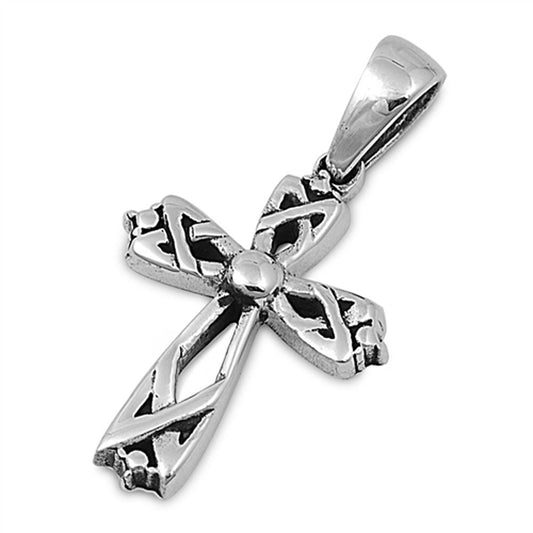 Weave Celtic Knot Cross Pendant .925 Sterling Silver Braid Shiny Charm