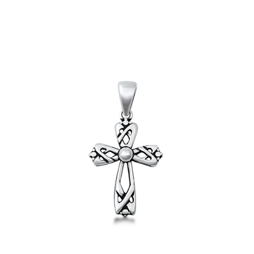 Twisted Celtic Knot Cross Pendant .925 Sterling Silver Overlapping Braided Charm