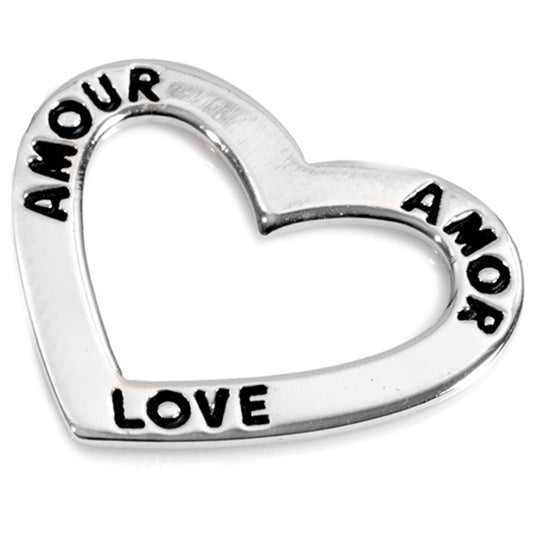Amour Oxidized Letter Heart Pendant .925 Sterling Silver Promise Stamped Charm