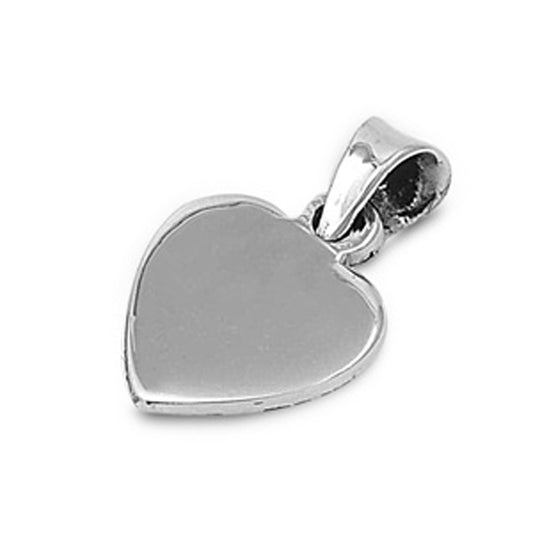 High Polish Flat Promise Heart Pendant .925 Sterling Silver Shiny Simple Charm