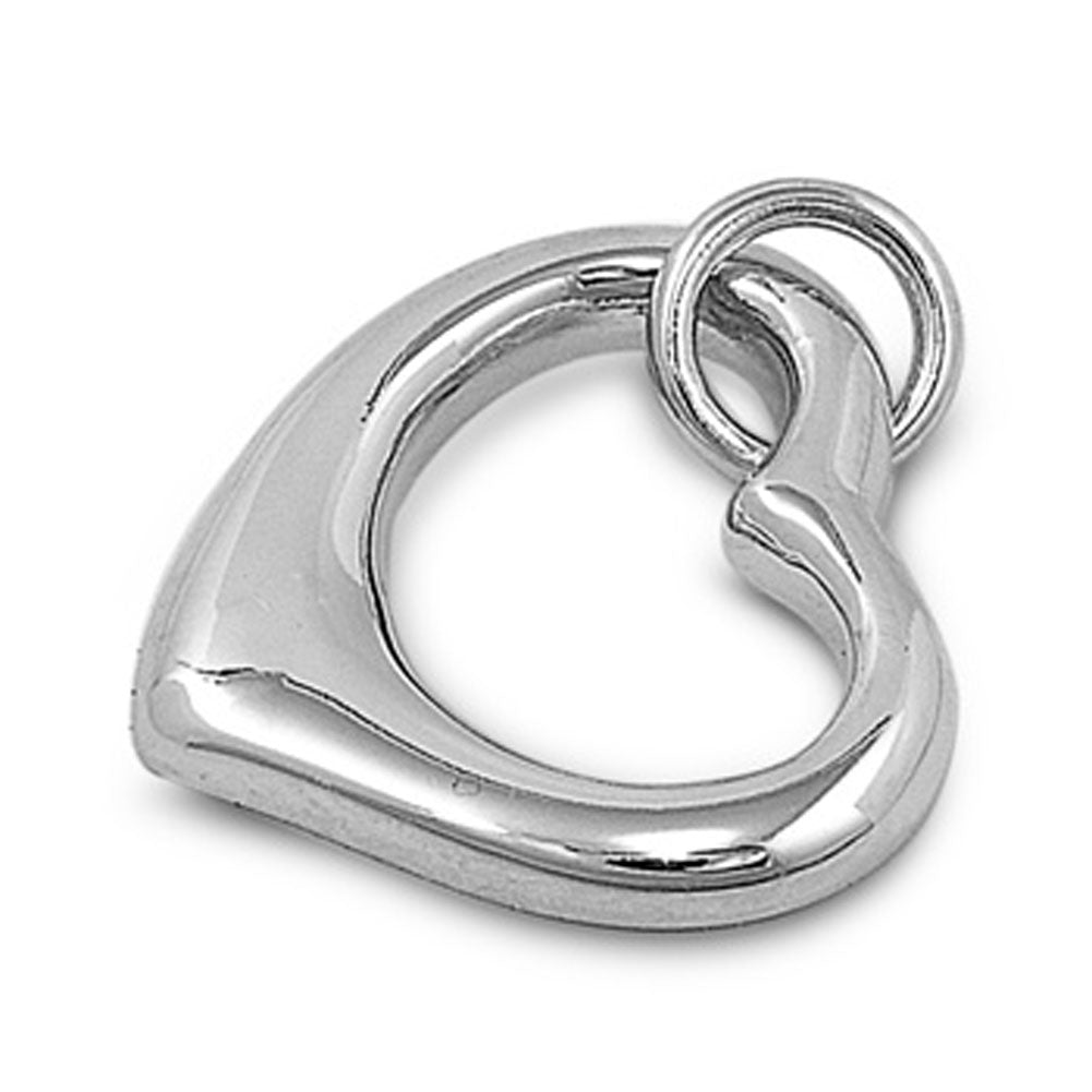 Open Shiny Promise Heart Pendant .925 Sterling Silver High Polish Classic Charm