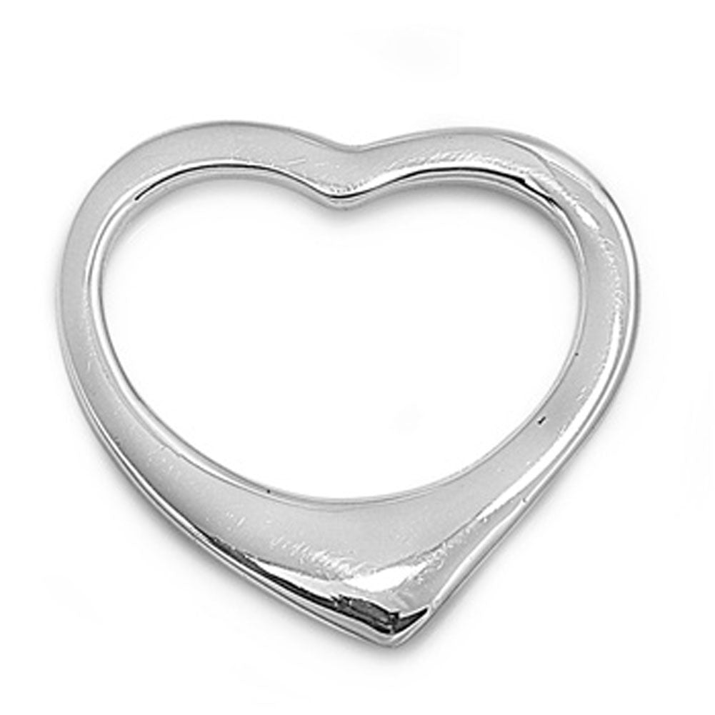 High Polish Promise Heart Pendant .925 Sterling Silver Shiny Classic Charm