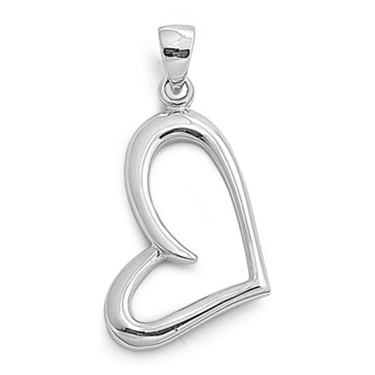 Sideways Promise Heart Pendant .925 Sterling Silver High Polish Shiny Charm