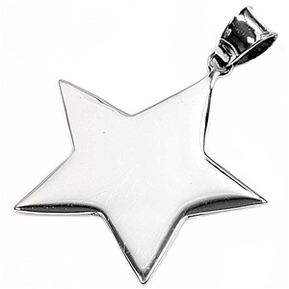 Flat High Polish Star Pendant .925 Sterling Silver Shiny Twinkle Space Charm